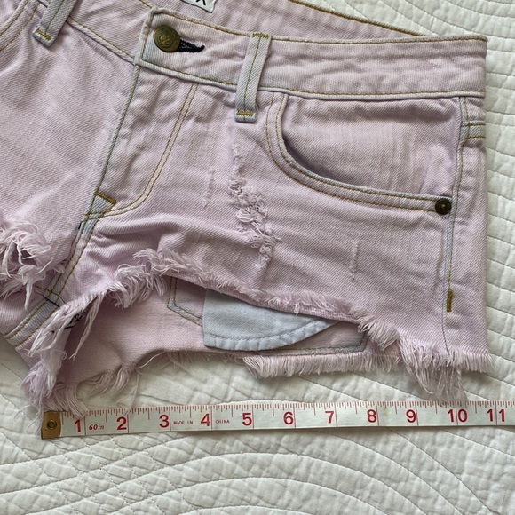 Wildfox Friday Night Short Cutoff Frayed Overdyed Denim Jeans Pink Lavender 27 - Picture 12 of 15